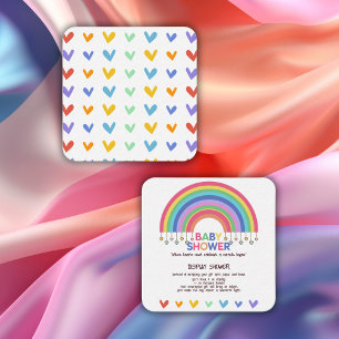 Carte D'accompagnement Coeurs colorés Rencontrez Baby shower arc-en-ciel 