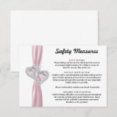 Carte D'accompagnement Cœurs de Diamant Ruban Rose Mesures de Sécurité (Devant / Derrière)