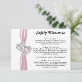 Carte D'accompagnement Cœurs de Diamant Ruban Rose Mesures de Sécurité (Debout devant)