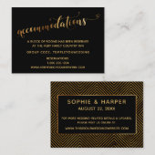 Carte D'accompagnement Coeurs d'or Script Mariage noir Hébergements (Devant / Derrière)