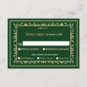 Carte D'accompagnement Coeurs floraux d'or médiéval et mariage d'épée RSV (Dos)