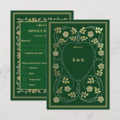 Carte D'accompagnement Coeurs floraux d'or médiéval et mariage d'épée RSV (Devant / Derrière)