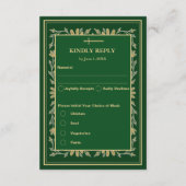 Carte D'accompagnement Coeurs floraux d'or médiéval et mariage d'épée RSV (Dos)