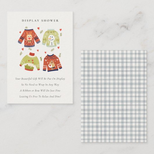 Carte D'accompagnement Coeurs hivernaux Baby shower d'affichage doux (Devant / Derrière)