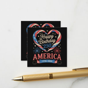 Carte D'accompagnement Cœurs USA 1776 2026 juillet 250e anniversaire USA 