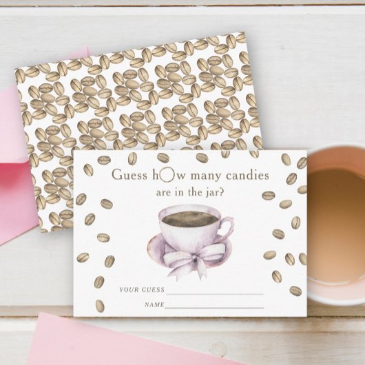 Carte D'accompagnement Coffee Bow Girl Baby shower Devinez combien de bon