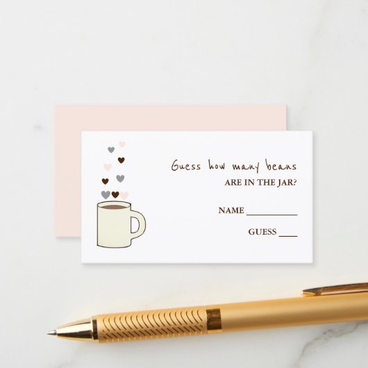 Carte D'accompagnement Coffee Bridal Shower Guess How Many Beans (Devant/Arrière en situation)