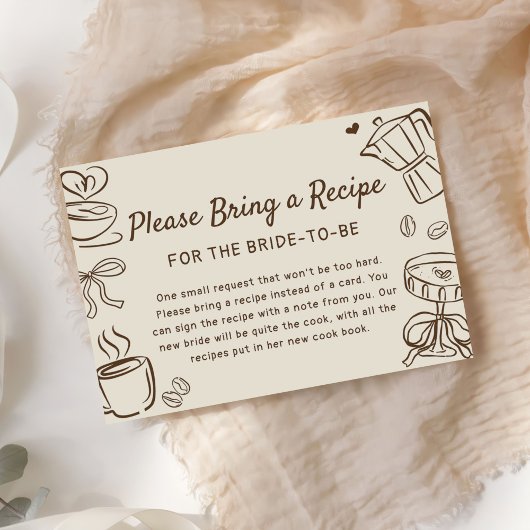 Carte D'accompagnement Coffee Bridal Shower Recipe Request