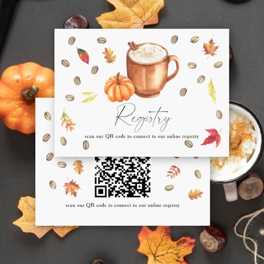 Carte D'accompagnement Coffee citrouille douche nuptiale Code QR pour le
