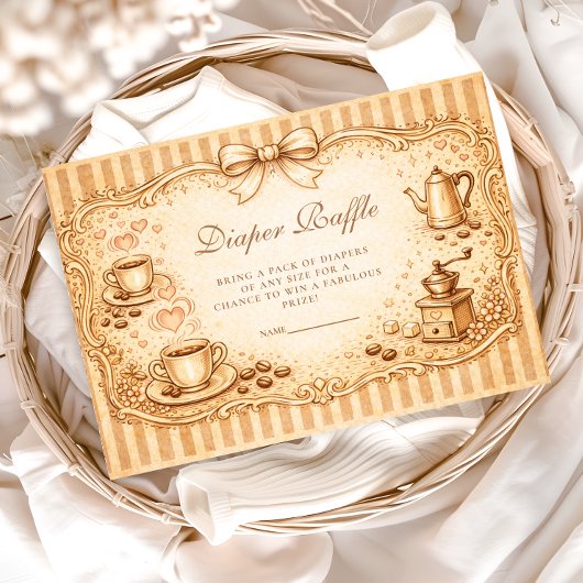 Carte D'accompagnement Coffee Lover Baby Shower Diapper Raffle