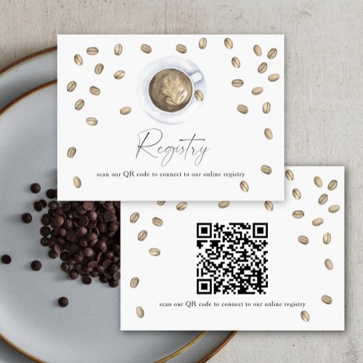 Carte D'accompagnement Coffee nuptiale code QR pour le registre