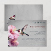 Carte D'accompagnement Colibri et Hibiscus | Mariage Gris (Devant / Derrière)