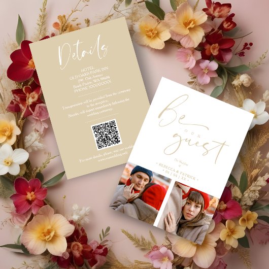 Carte D'accompagnement Collage 2 Photos Be Our Guest Romantic Wedding