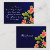 Carte D'accompagnement Collection de Mariages de fleurs de Rose bleu fonc (Devant / Derrière)