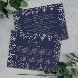 Carte D'accompagnement Collection de Mariages floraux en argent et marine
