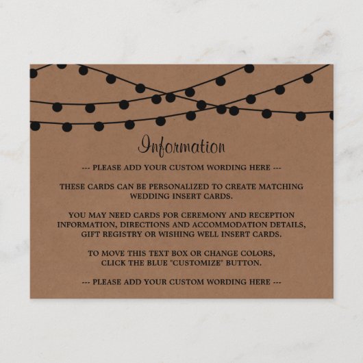 Carte D'accompagnement Collection de Mariages Rustic Kraft (Devant)
