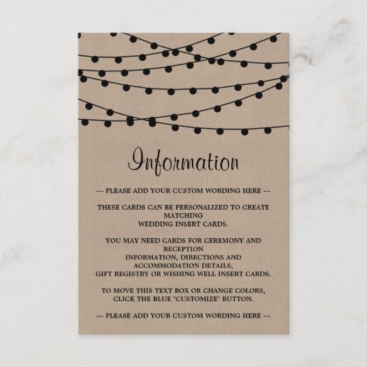 Carte D'accompagnement Collection de Mariages Rustic Kraft (Devant)