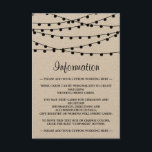 Carte D'accompagnement Collection de Mariages Rustic Kraft<br><div class="desc">Simple mais élégant, les lampes à cordes de la collection rustique de mariage Kraft est un design étonnant avec de belles lumières à cordes noires suspendues imprimées sur le stock de carte papier Kraft, qui est parfait pour toute célébration mariage rustique. Ces cartes d'encart peuvent être personnalisées pour votre occasion...</div>