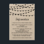 Carte D'accompagnement Collection de Mariages Rustic Kraft<br><div class="desc">Simple mais élégant, les lampes à cordes de la collection rustique de mariage Kraft est un design étonnant avec de belles lumières à cordes noires suspendues imprimées sur le stock de carte papier Kraft, qui est parfait pour toute célébration mariage rustique. Ces cartes d'encart peuvent être personnalisées pour votre occasion...</div>