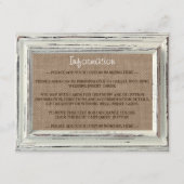 Carte D'accompagnement Collection de Mariages Rustic White Frame & Burlap (Devant)
