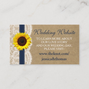 Carte D'accompagnement Collection Kraft, dentelle et tournesol - Navy