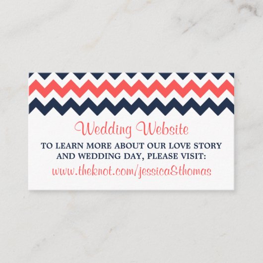 Carte D'accompagnement Collection Mariage moderne Chevron Marine & Coral (Devant)