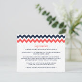 Carte D'accompagnement Collection Mariage moderne Chevron Marine & Coral (Debout devant)