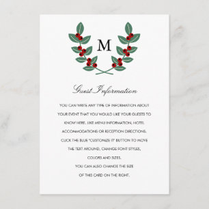 Carte D'accompagnement Collection Mariage Monogram Berry Bush - Info