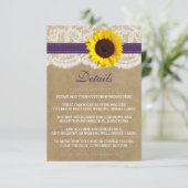 Carte D'accompagnement Collection Rustique de Mariages de tournesol Kraft (Debout devant)