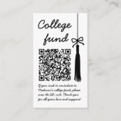 Carte D'accompagnement College Fund Black & White Gift Qr Code Graduation (Devant)