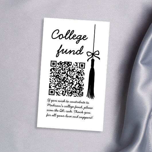 Carte D'accompagnement College Fund Black & White Gift Qr Code Graduation