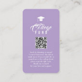 Carte D'accompagnement College Fund Modern Minimal Typography Lavender (Dos)