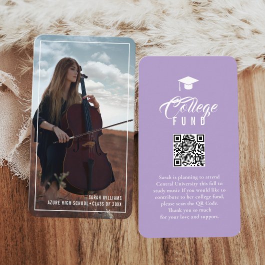 Carte D'accompagnement College Fund Modern Minimal Typography Lavender