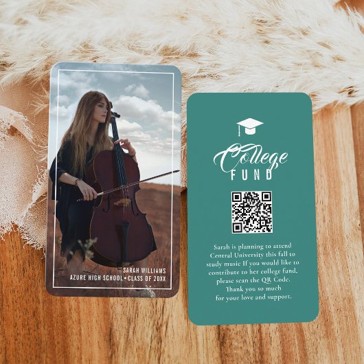 Carte D'accompagnement College Fund Modern Minimal Typography Teal