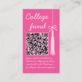 Carte D'accompagnement College Fund Pink Gift Qr Code Graduation (Devant)