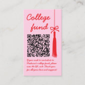 Carte D'accompagnement College Fund Pink & Red Gift Qr Code Graduation (Devant)