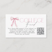 Carte D'accompagnement College Fund Qr Code Graduation Pink Bow (Devant)