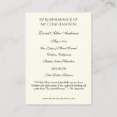 Carte D'accompagnement Colombe de confirmation du sacrement Saint-Esprit (Dos)