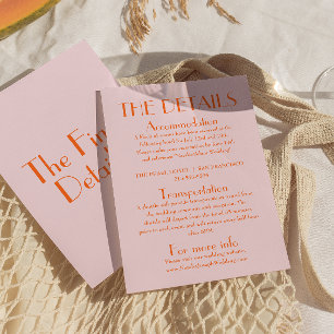 Carte D'accompagnement Coloré Retro Fun Vintage Cute Mariage Détails