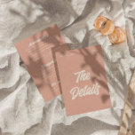 Carte D'accompagnement coloré Rétro Minimal Amusement Moderne Mariage Dét<br><div class="desc">Informations simples et élégantes rétro coloré mariage détails clients. Avec arrière - plan rose pâle et crémeux et texte blanc. Toutes les informations sont personnalisables comme site web,  transport,  hébergement. Attrapez-le avec d'autres produits de cette suite rétro mariage de classe faite à la main.</div>