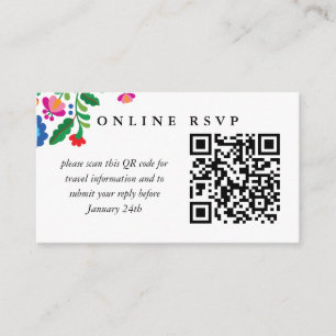 Carte D'accompagnement Colorée Mariage mexicain en ligne RSVP QR Code