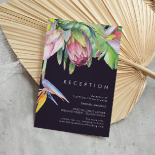 Carte D'accompagnement Colorée Tropicale Florale Violet Mariage Réception