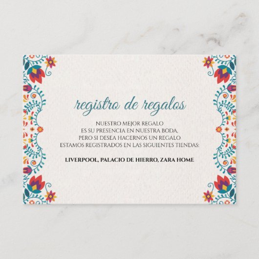 Carte D'accompagnement Colorful Floral Spanish Wedding (Devant)