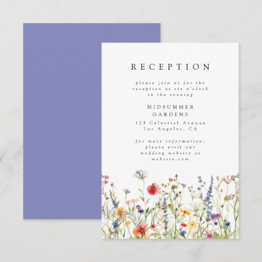 Carte D'accompagnement Colorful Floral Wedding Reception Enclosure Card (Devant / Derrière)