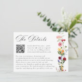 Carte D'accompagnement Colorful Wildflower QR Code Wedding Details (Debout devant)