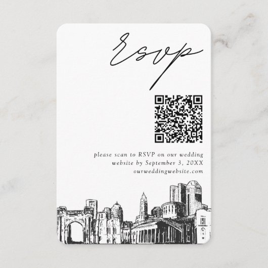 Carte D'accompagnement Columbus Mariage moderne RSVP QR Code (Devant)