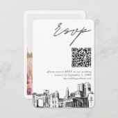 Carte D'accompagnement Columbus Mariage moderne RSVP QR Code (Devant / Derrière)