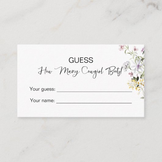 Carte D'accompagnement Combien De Bottes De Femme ! Fête des mariées fleu (Devant)