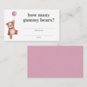 Carte D'accompagnement Combien De Gummy Ours Fille Teddy Oear Baby shower (Devant / Derrière)