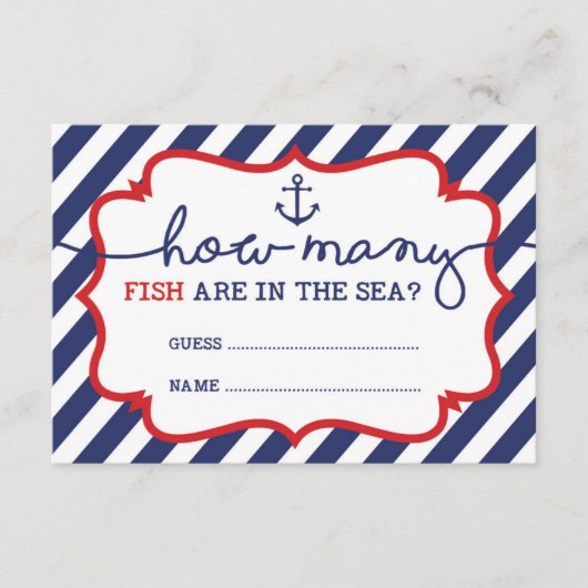 Carte D'accompagnement Combien de poissons sont dans le jeu de Baby showe (Devant)